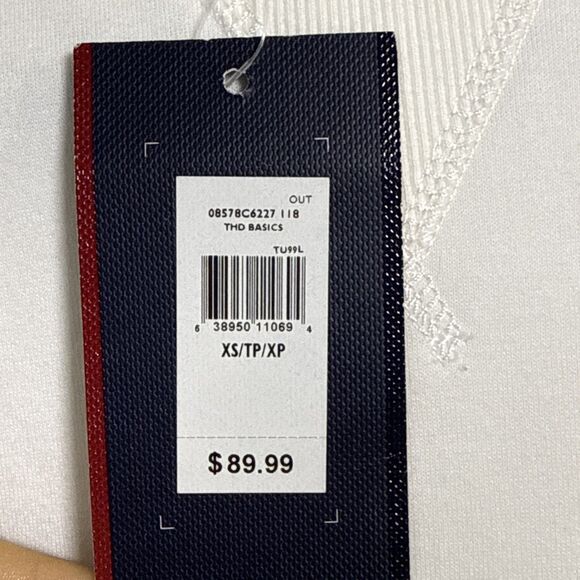 NWT Tommy Hilfiger Men's Ivory White Fleece Pullover Big Spelled Out Logo Sz XS - Picture 5 of 10